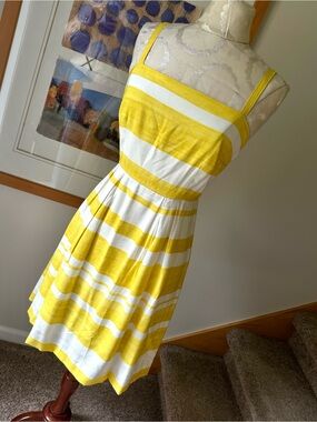 LOFT Yellow and White Striped Midi Sundress NWT $89